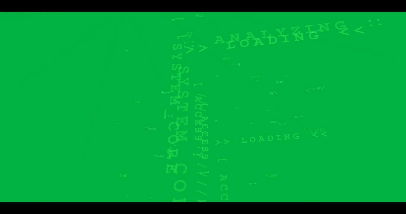 LOADING appearing, system HUD animating on transparent field, planes sliding inward for diagnostics