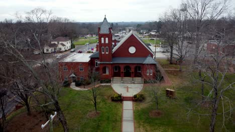 mocksville north carolina old historic church forward aerial