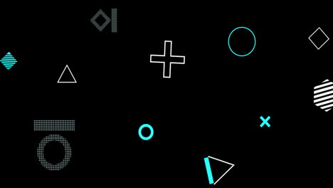 Animation of interface background of rotating shapes, processing on black background