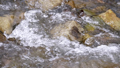 corriente clara que corre a través de rocas de piedra río abundante que fluye en cámara lenta