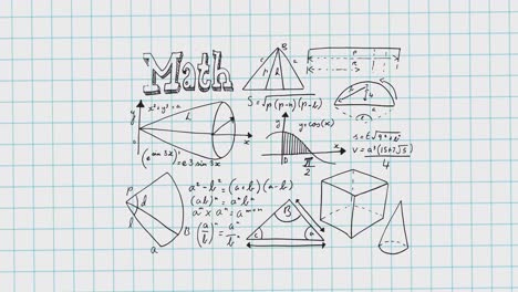 Animation-of-mathematical-equations-moving-on-white-background