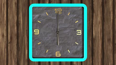 animación 3d de reloj de forma cuadrada en la pared. patrón sin costuras de tiempo en movimiento.