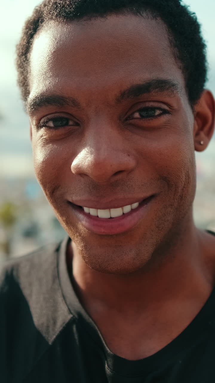 Portrait of a Happy Black Athlete Outdoors