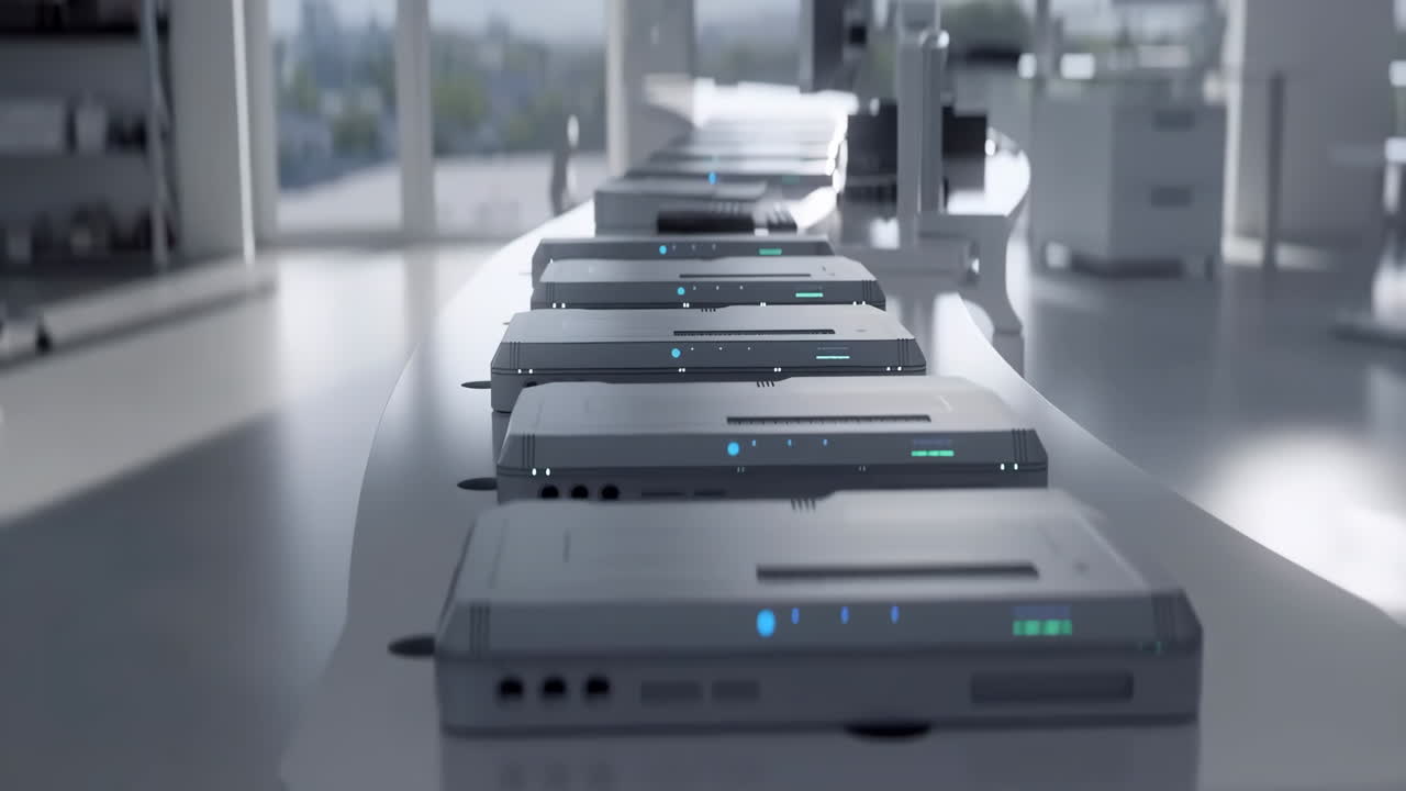 Modern Electronic Devices in a High-Tech Lab or Data Center