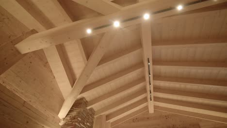 architectural modern woodwork timber framed wooden clad ceiling low angle