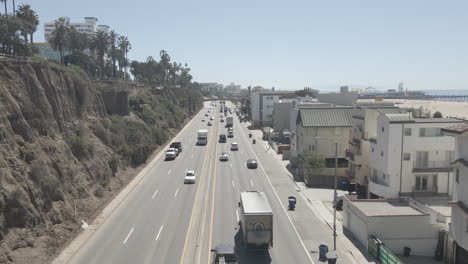 pacific coast highway aerial with santa monica pier in the backgroun