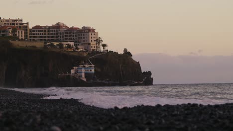 Coastline-in-Funchal,-Madeira,-at-sunset