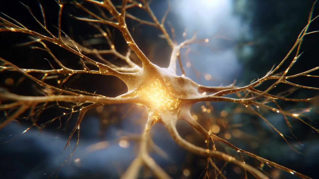 An Intricate Glimpse into the Beautiful World of Neurons Featuring a Close-Up of a Neuron's Complex Structure Highlighting Its Branching Dendrites and Glowing Connections That Symbolize Neural Activity