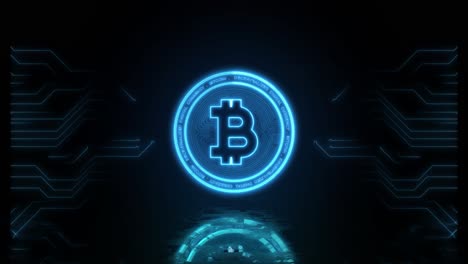 neon glowing bitcoin symbol cryptocurrency