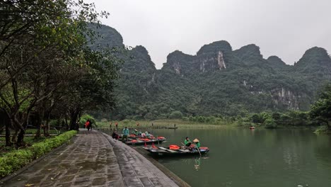 tourist boats on a tranquil river journey