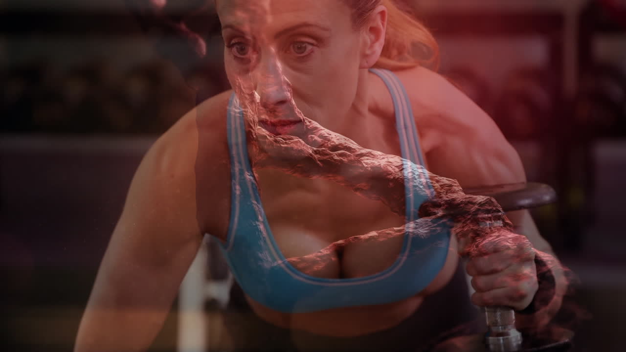 dna 가닥 스피닝과 데이터 처리의 애니메이션 강한 여성 운동