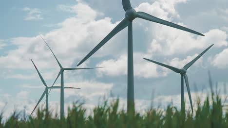 Slowly-rotating-wind-turbines-in-the-green-field