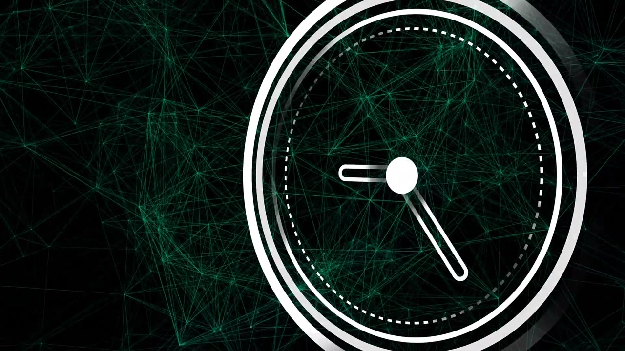 Animation of connections with clock on black background