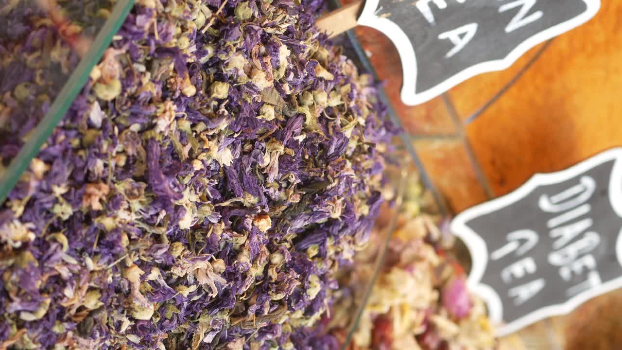 Dried Purple Flower Tea Display