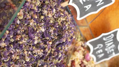 dried purple flower tea display