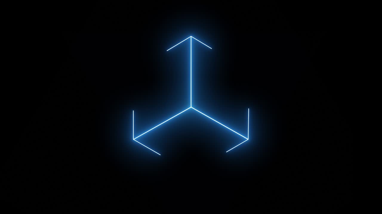 formas animadas de neón: triángulo, cubo, hexágono.