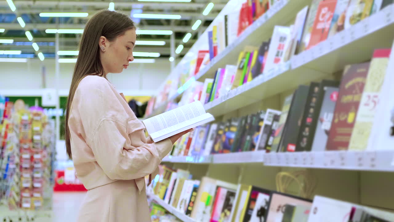 mujer leyendo en una librería