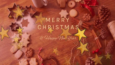 Animation-of-merry-christmas-text-over-decorations