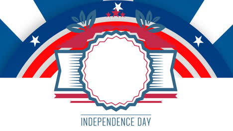 animation of independence day text over flag of american pattern