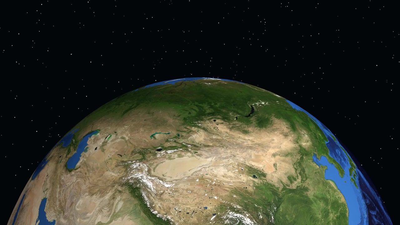 Animazione digitale che zooma dallo spazio su Novokuznetsk Russia con etichette di testo e un segnaposto di posizione.
