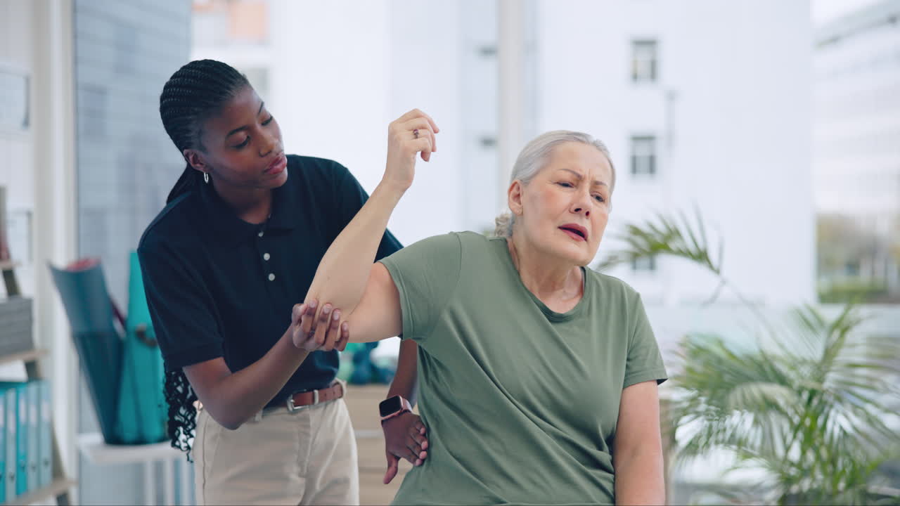 Shoulder pain, breathing and chiropractor with old