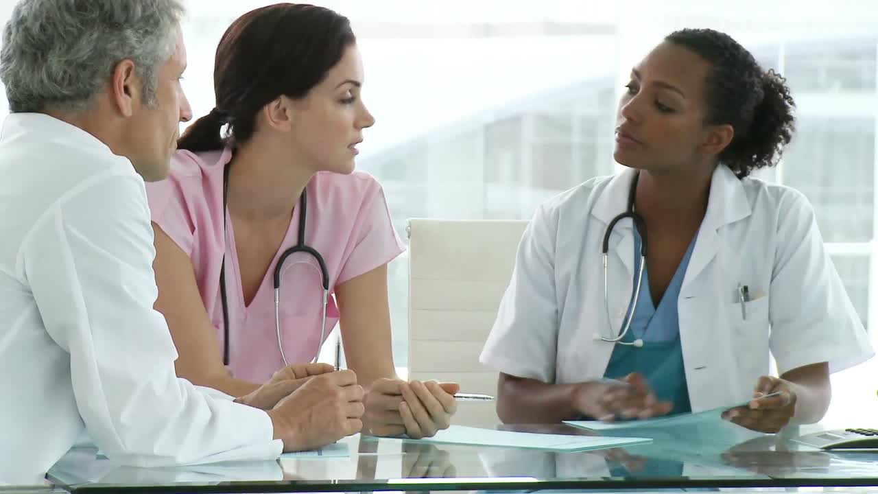 Multiethnic medical team having a brainstorming