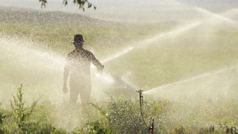 agricultural irrigation system in slow motion.