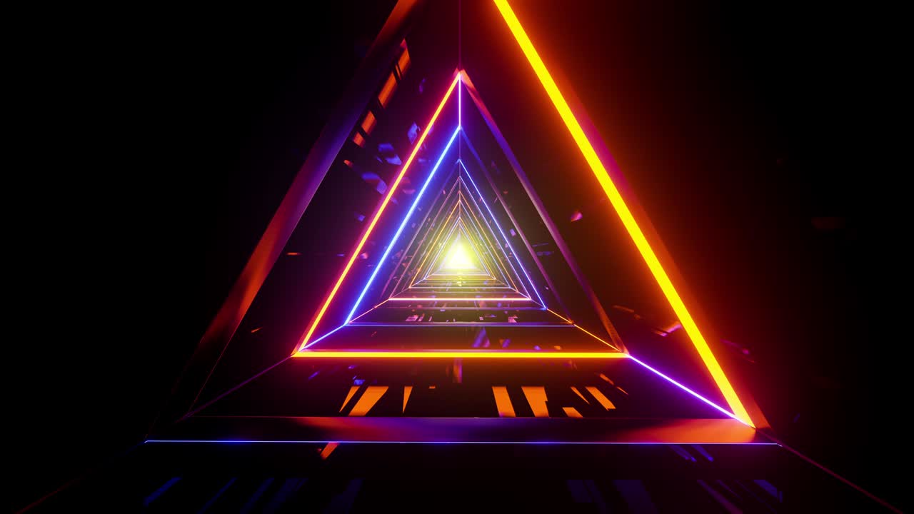 tunnel al neon a forma triangolare