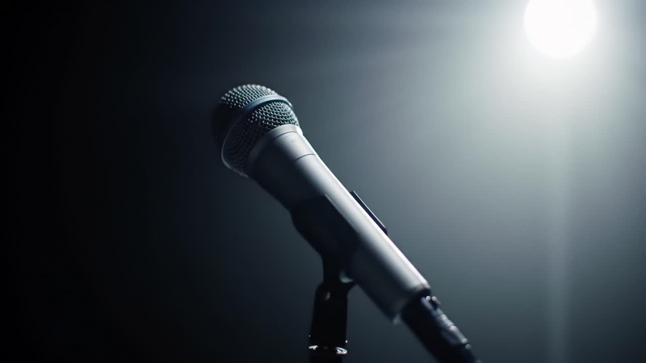 A Captivating Close-Up of a Microphone Under Spotlight, Symbolizing the Power of Voice and Expression in Performative Arts, Sound Innovation, and Communication Skills