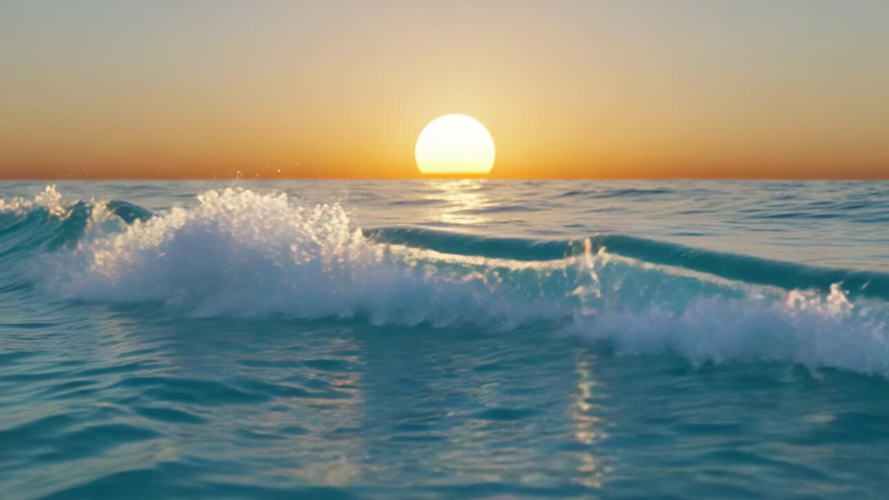 Captivating Sunset Over Tranquil Ocean Waves: A Serene Journey from Daylight to Dusk, highlighting the Beauty of Nature's Splendor