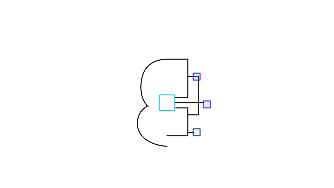 Minimalist Line Animation of a Digital Circuit Diagram