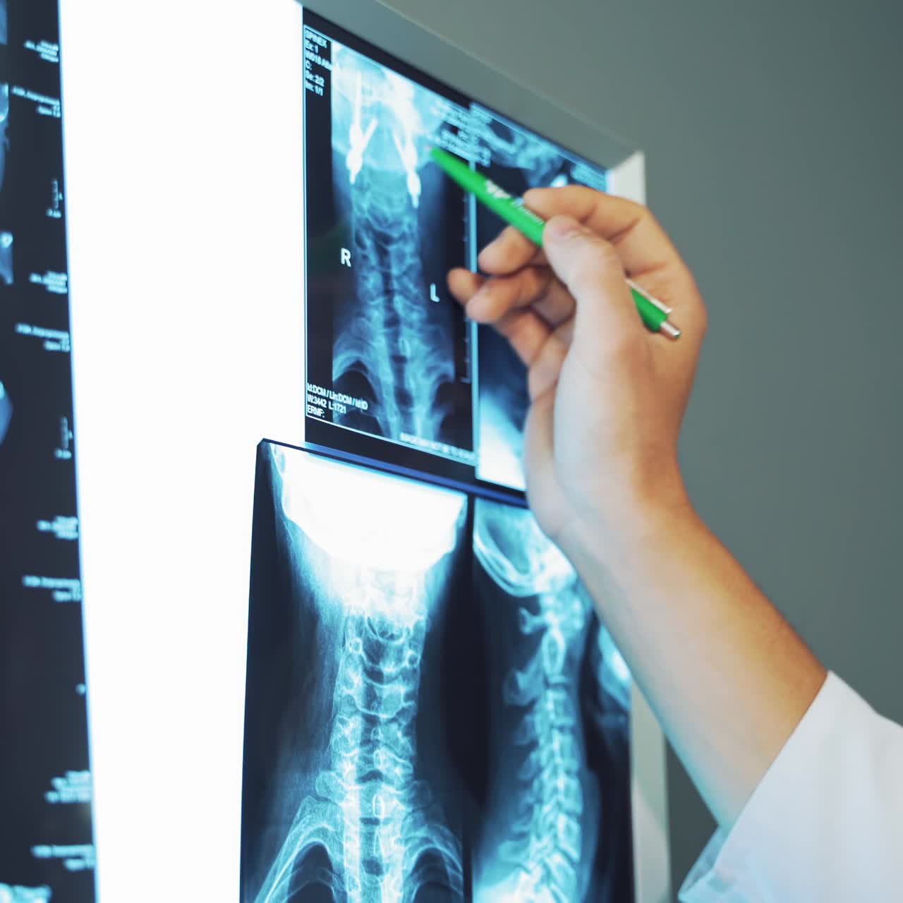 Surgeon looking at patient x ray