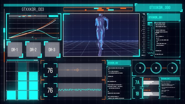 Digital interface against black background