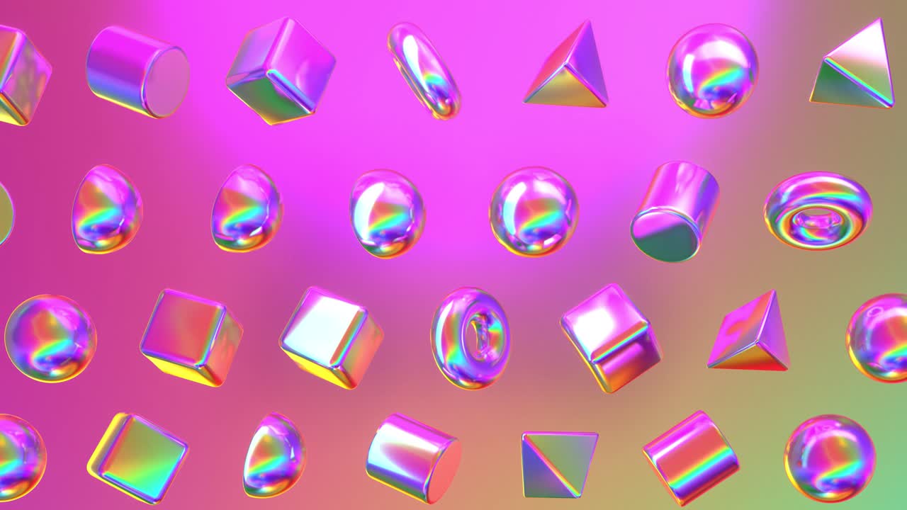 Fundo com padrão de cores iridescentes geométricas, multicolorido, gradiente, cor de arco-íris, resolução 4k.