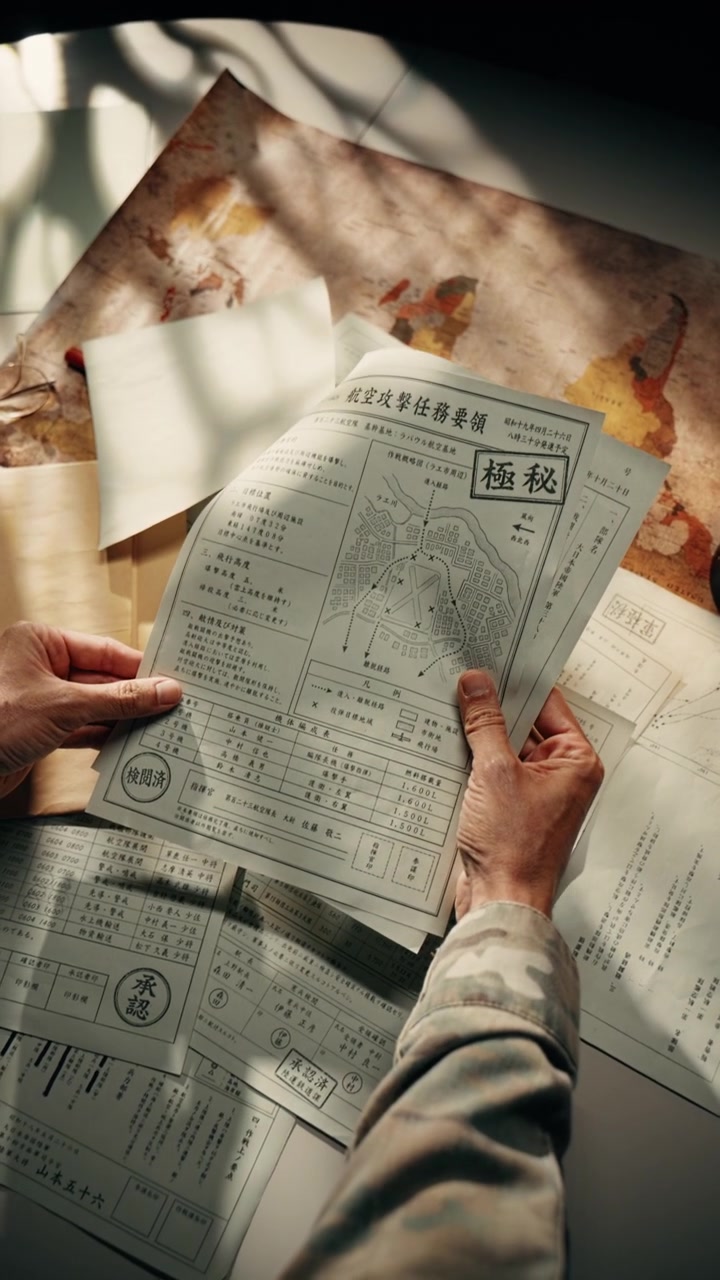 Hands sorting vintage Japanese archival papers