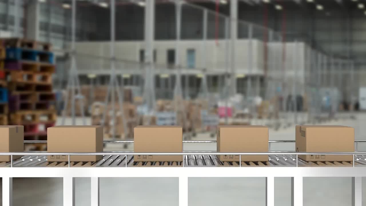 컨베이어 벨트 에 있는 패키지