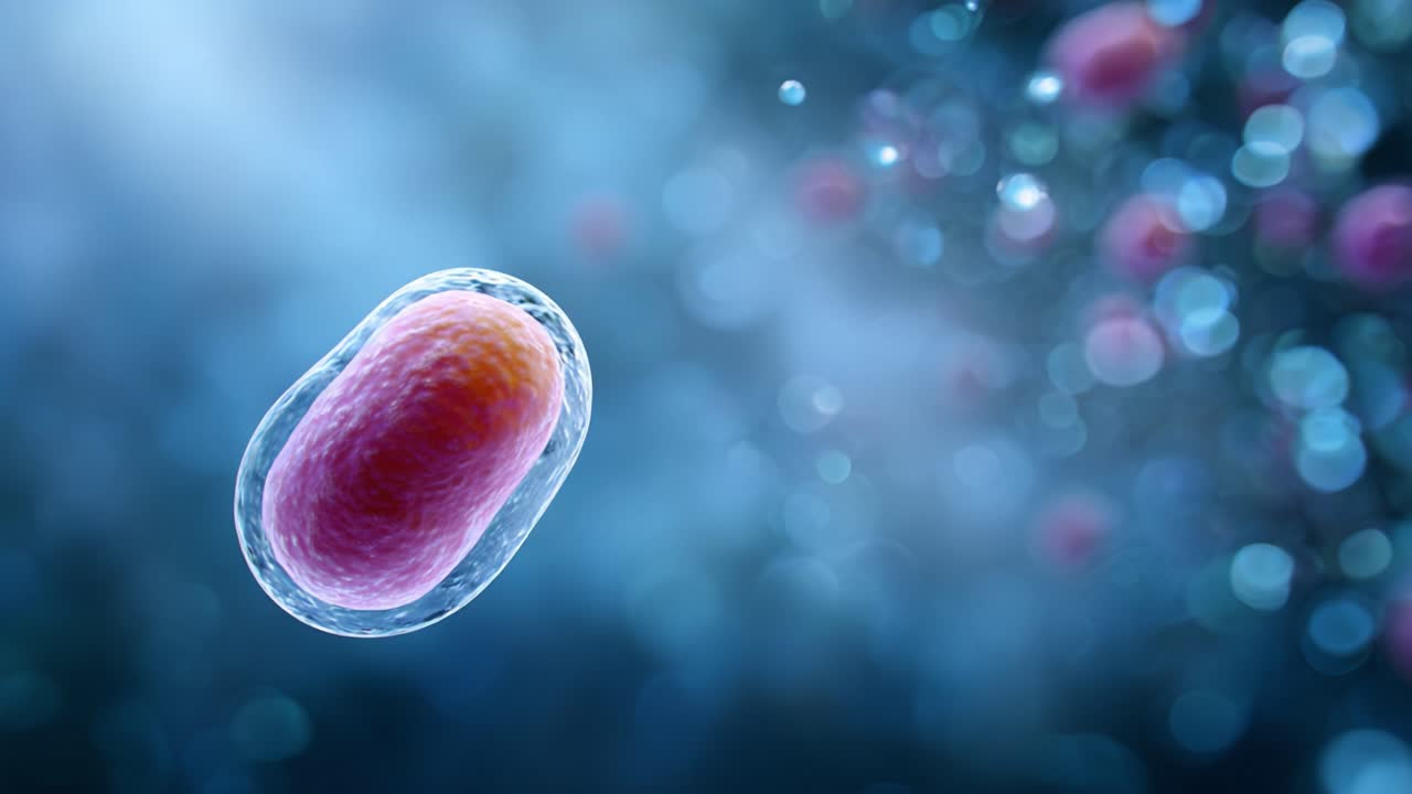 Captivating Close-Up Visual of a Microorganism in Motion, Exploring the Intricate Structure and Vibrant Colors of a Bacterial Cell in a Dynamic Microscopic Environment