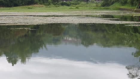 The-view-of-Cijeruk-lake-and-its-reflection-on-the-water,-Sukabumi,-West-Java,-Indonesia