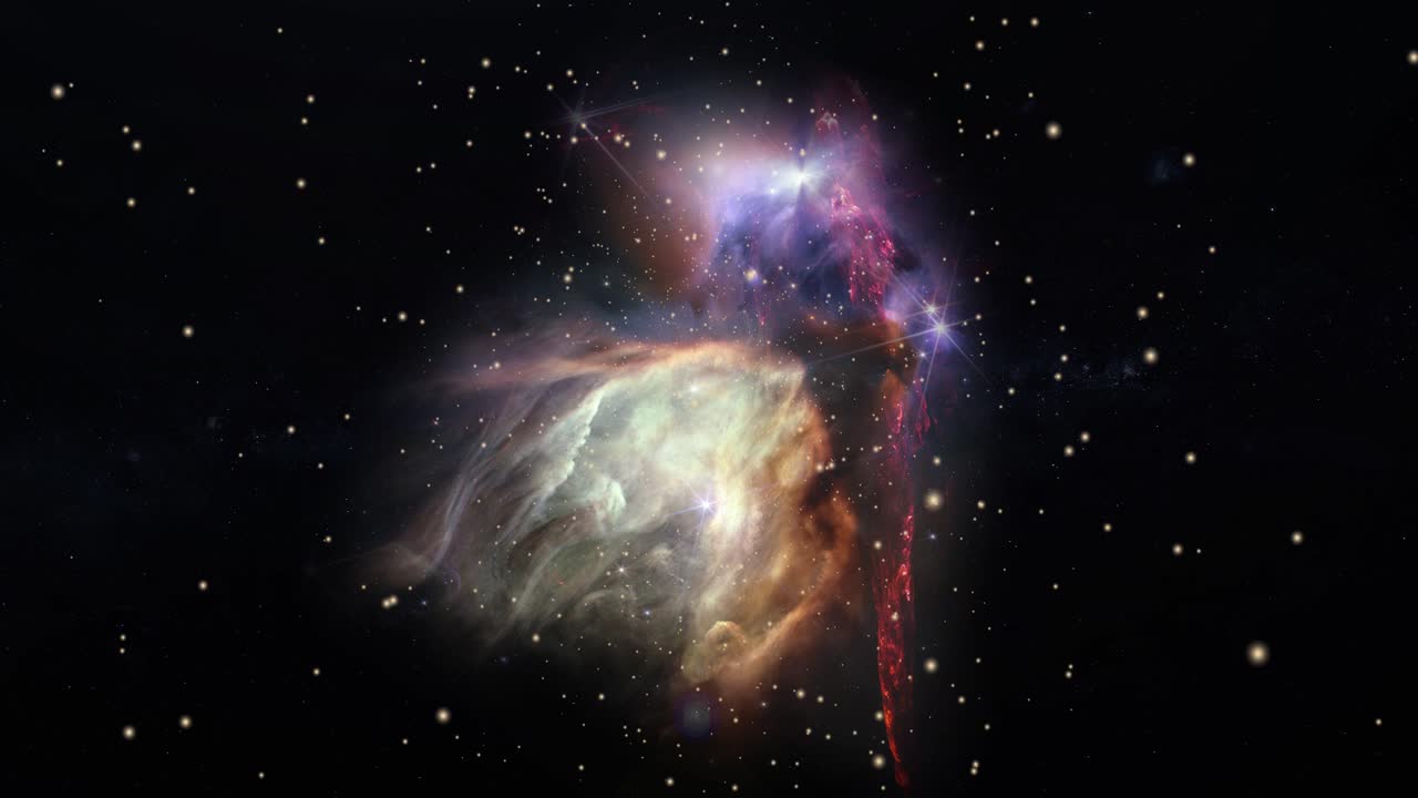 Close-up on the birth of Sun-like Stars in outer space. View of Rho Ophiuchi cloud complex in the constellation of Ophiuchus