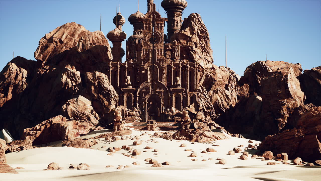 A very strange looking building in the middle of a desert