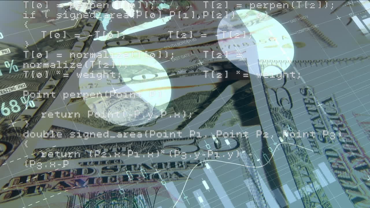 종이 지폐와 그래프