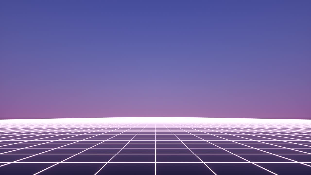 Flight over Retro futuristic synthwave grid 80s Background. Retrowave Background. Seamless loop