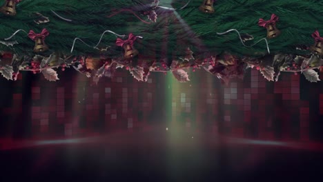 animación de la corona de navidad con reflectores y pared de luz parpadeante