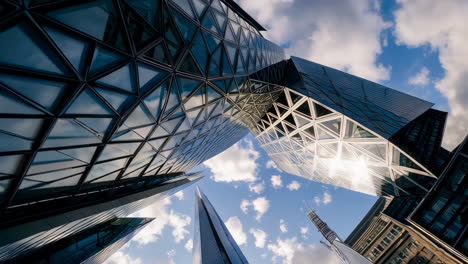 modern skyscrapers against a blue sky