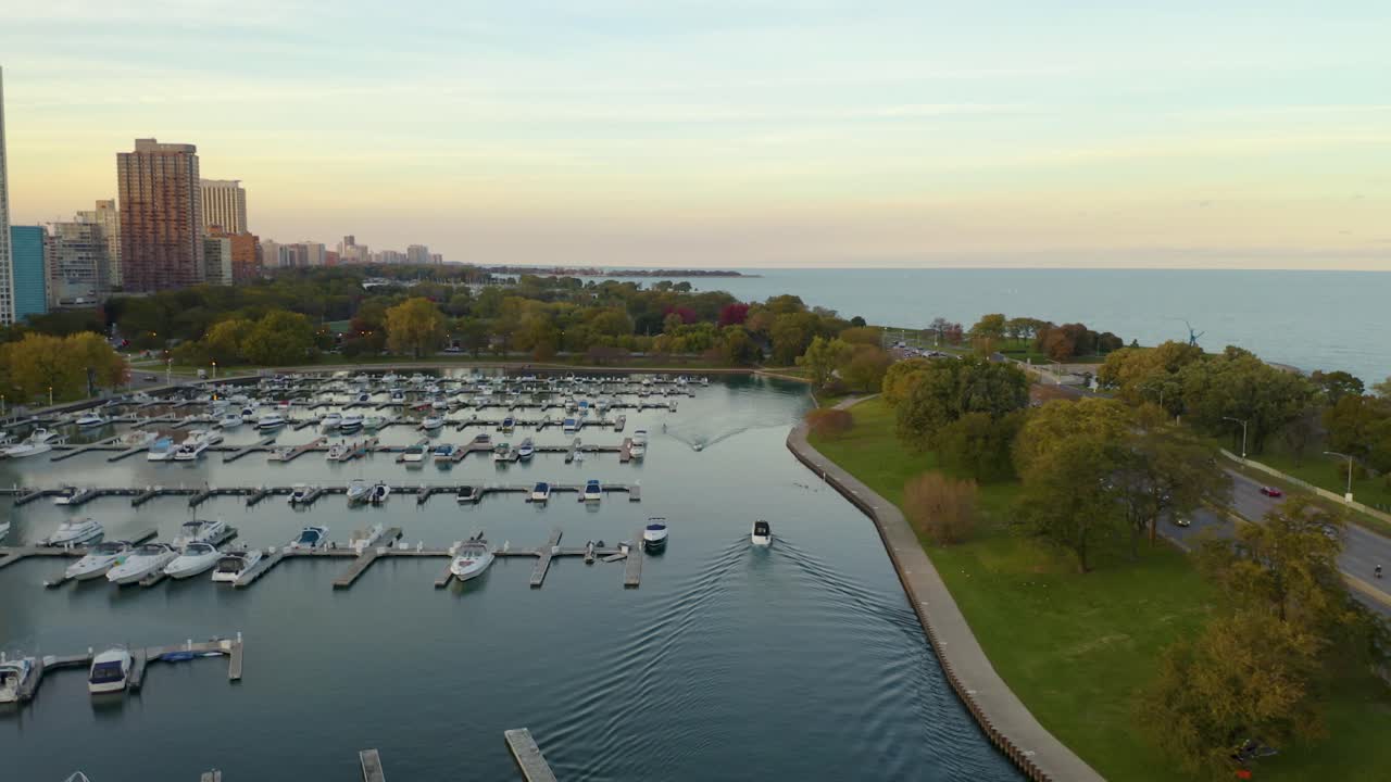 10월 공중 드론 영상 시카고, 일리노이