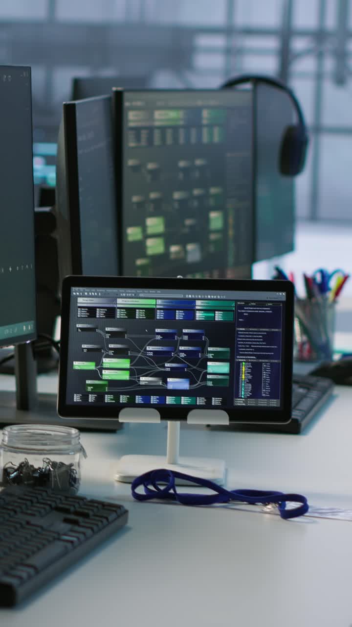 Vertical video Electronic devices in empty data center