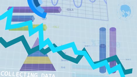 animation of financial data processing and statistics