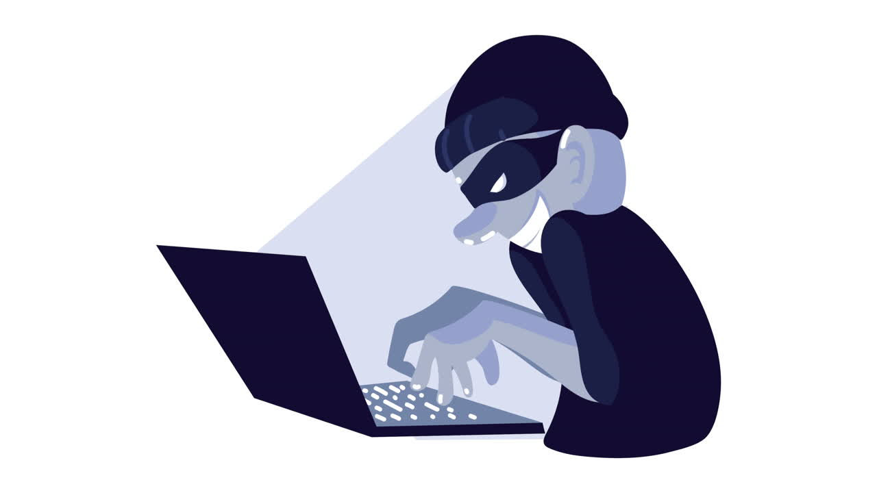 노트북 사이버 범죄 애니메이션 해커