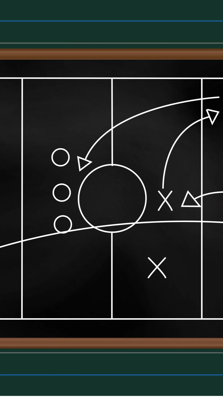 Animation of sports game strategy on green background