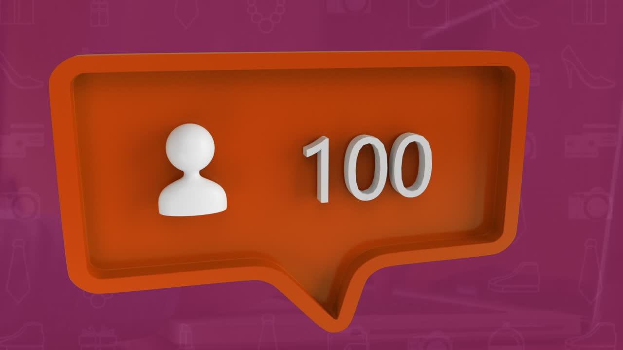 animación de iconos abstractos y números cambiantes en el cuadro de notificación sobre iconos de computadora